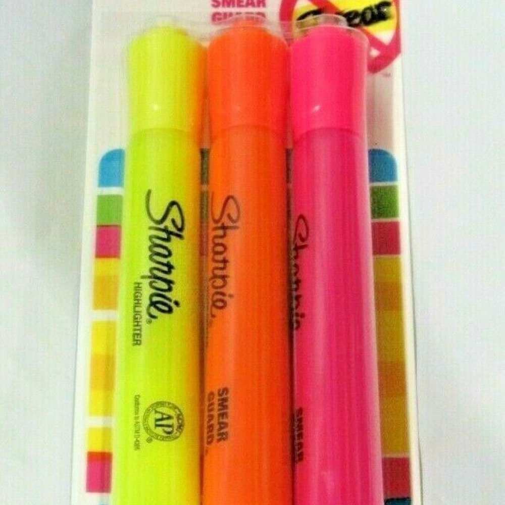 Sharpie Neon 3 Color HIGHLIGHTER 3pk Chisel Tip Non-Toxic Odorless 25173